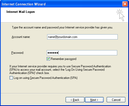 Setting up email in Outlook Express - Step 6